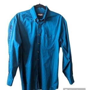 Resistol men's rodeo gear shirt with spelling down arm size M